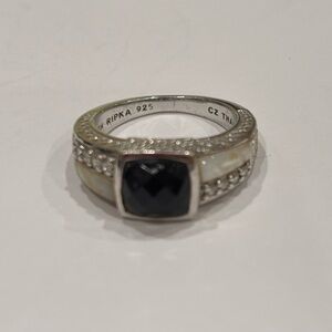 Judith Ripka Silver Ring with Black Stone